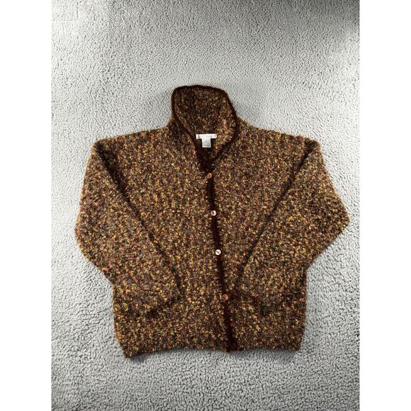 Vtg Le Moda Cardigan Women‎ Medium Mohair Knit Button Up Mock Neck Long Sleeve - Picture 1 of 7